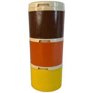 Tupperware Stackable Spice Shakers 1308 Brown Orange Yellow Harvest Color VTG